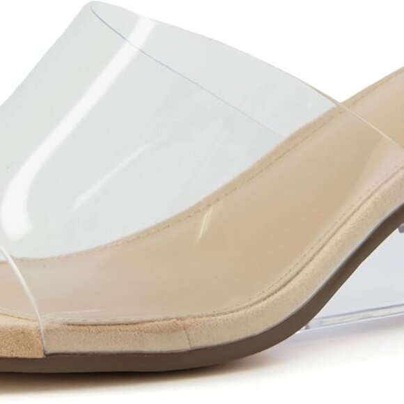 Women's Gloss Lucite Wedge Sandals Memory Foam Wide Widths Casual Dressy - Picture 1 of 8